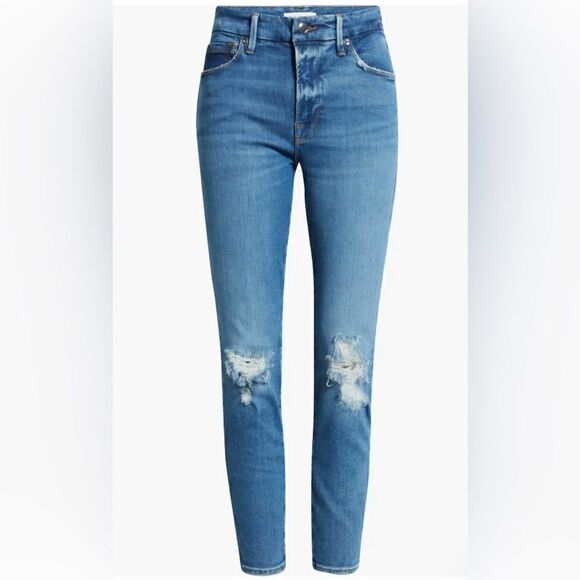 Good American Denim - Good Legs Ripped High Waist Crop Skinny Jeans